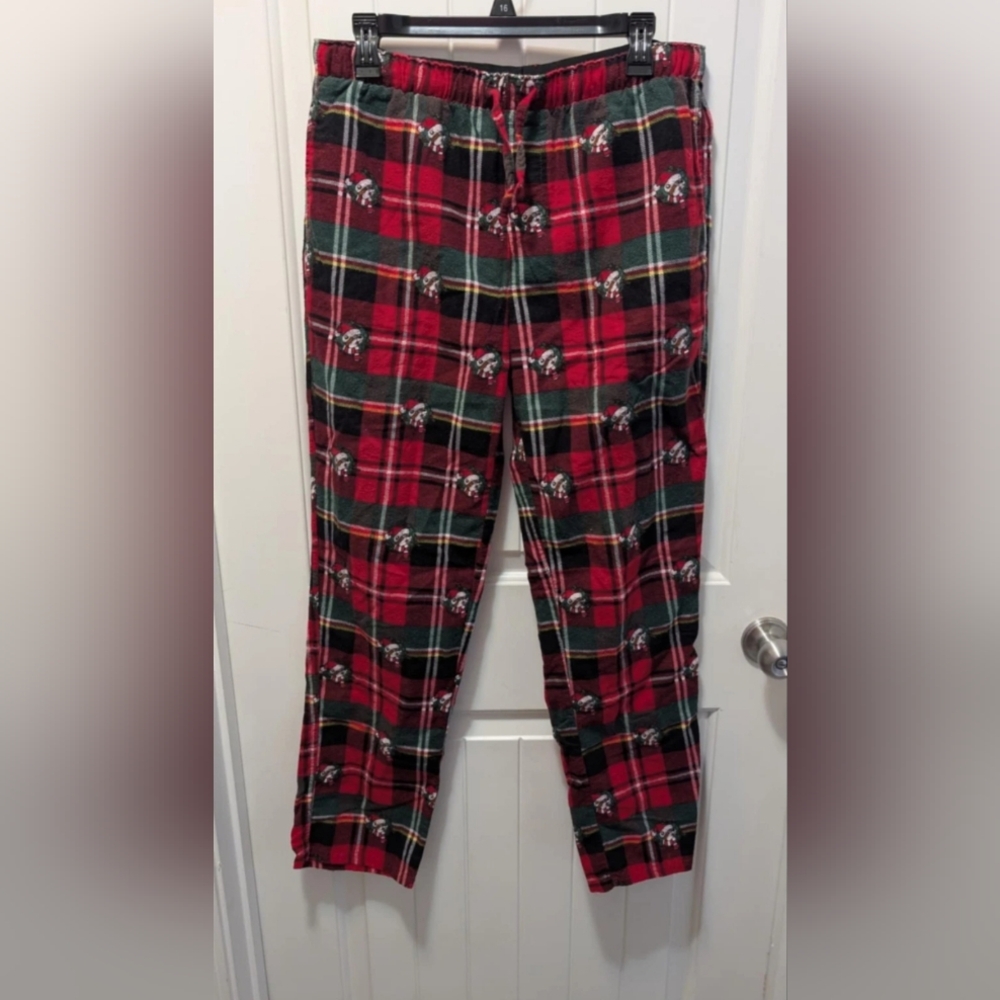 Buc-ees Unisex Merry Bright Christmas Plaid Pajama Pants Size M Red Green